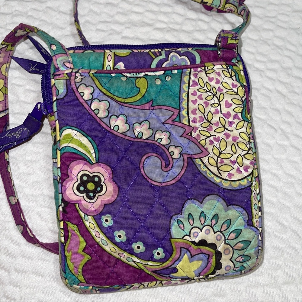 Vera Bradley Heather Hipster Flip Pocket Purple Floral Crossbody Bag